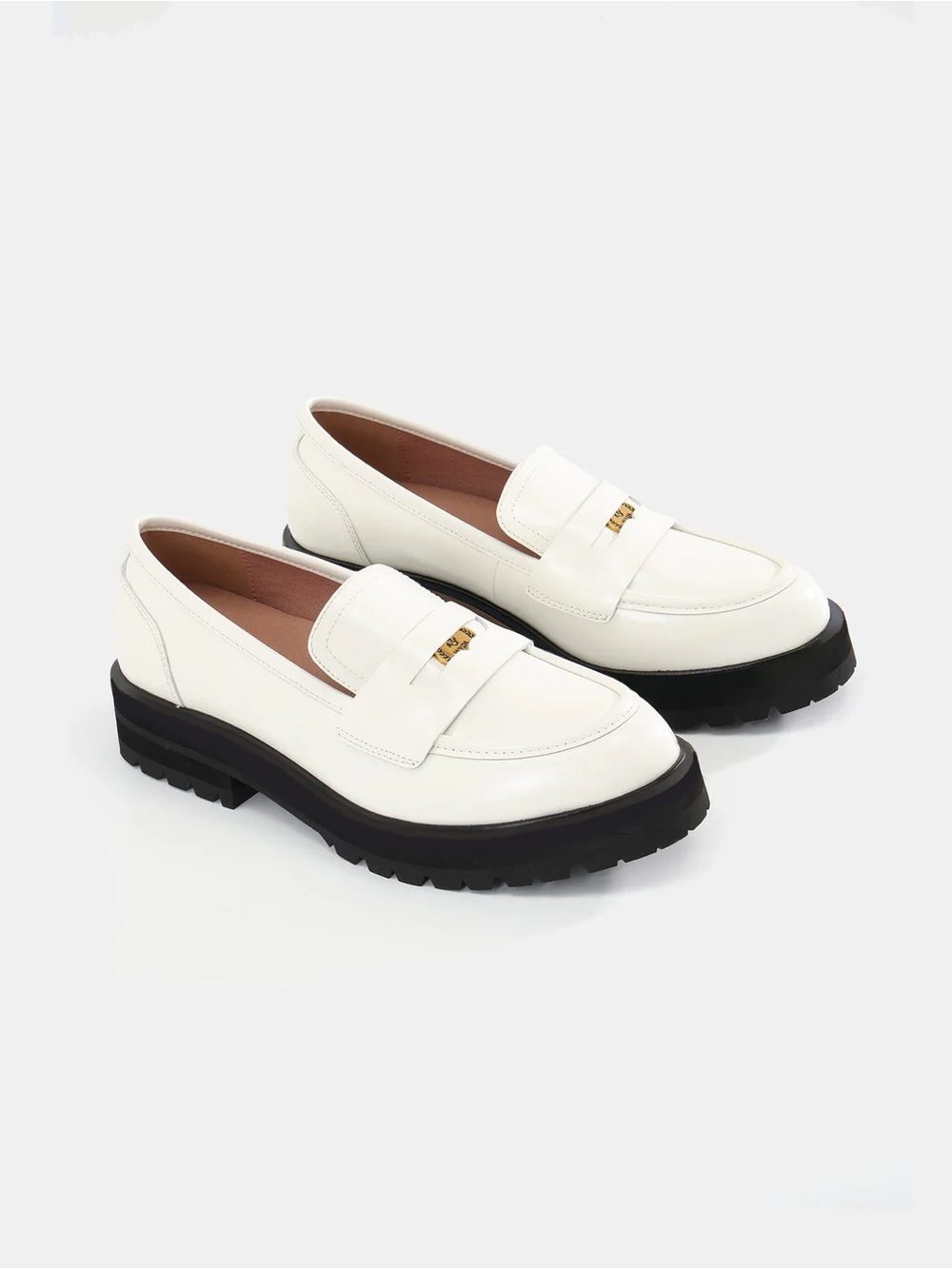 WYDR Studios Sam Lucky Penny Leather Loafers in Off White Size 12